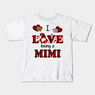 I Love Being A Mimi Gnomes Red Plaid Heart Valentine's Day Shirt Kids T-Shirt